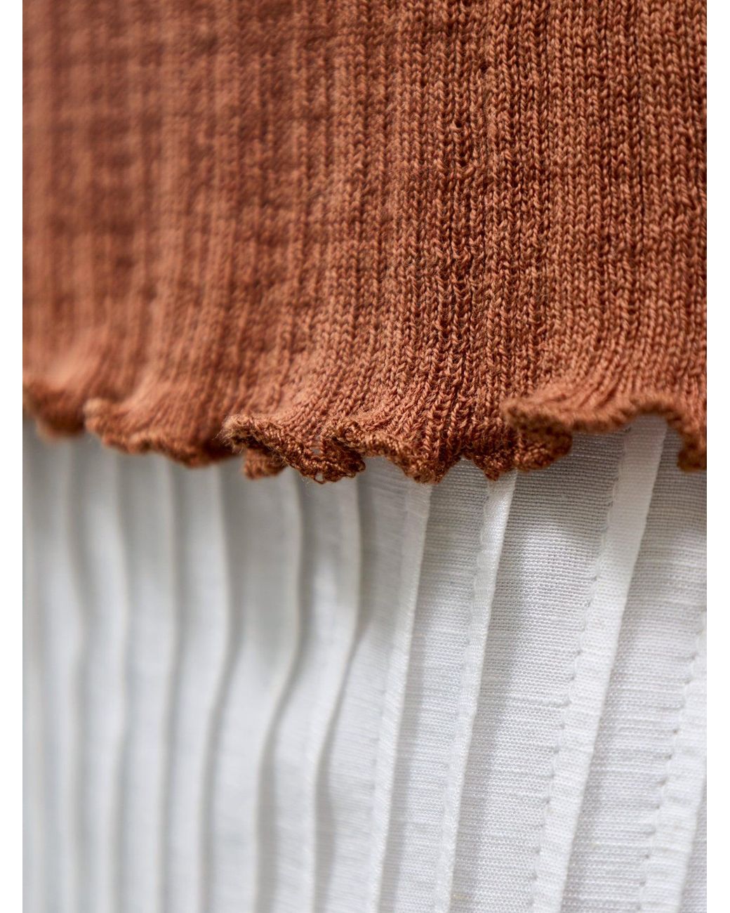 Nobody's Child Brown Rib & Ruffle Sheer Knit Vest