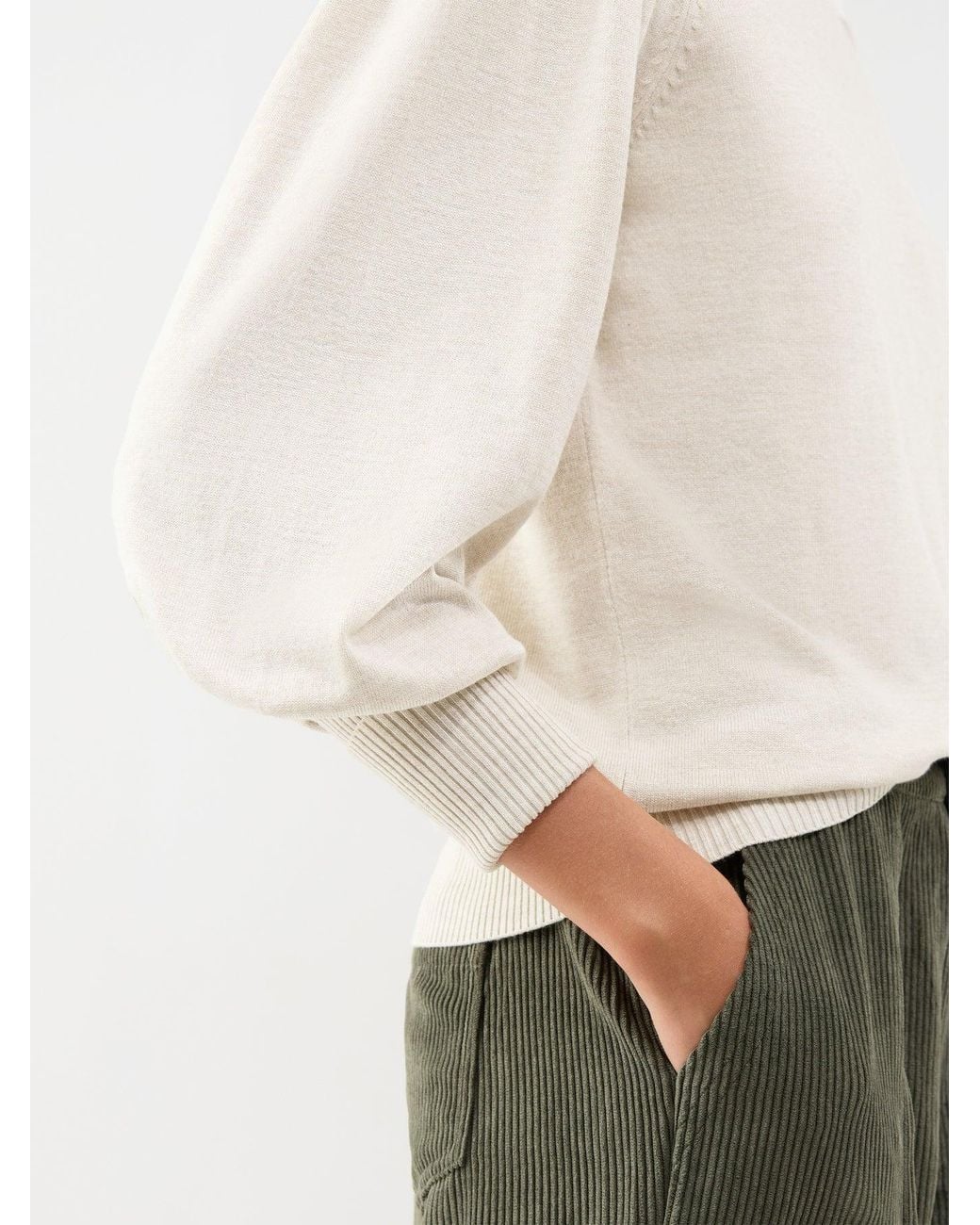 Soya Concept White Dollie 666 Long-Sleeved Mock Neck Knitted Jumper