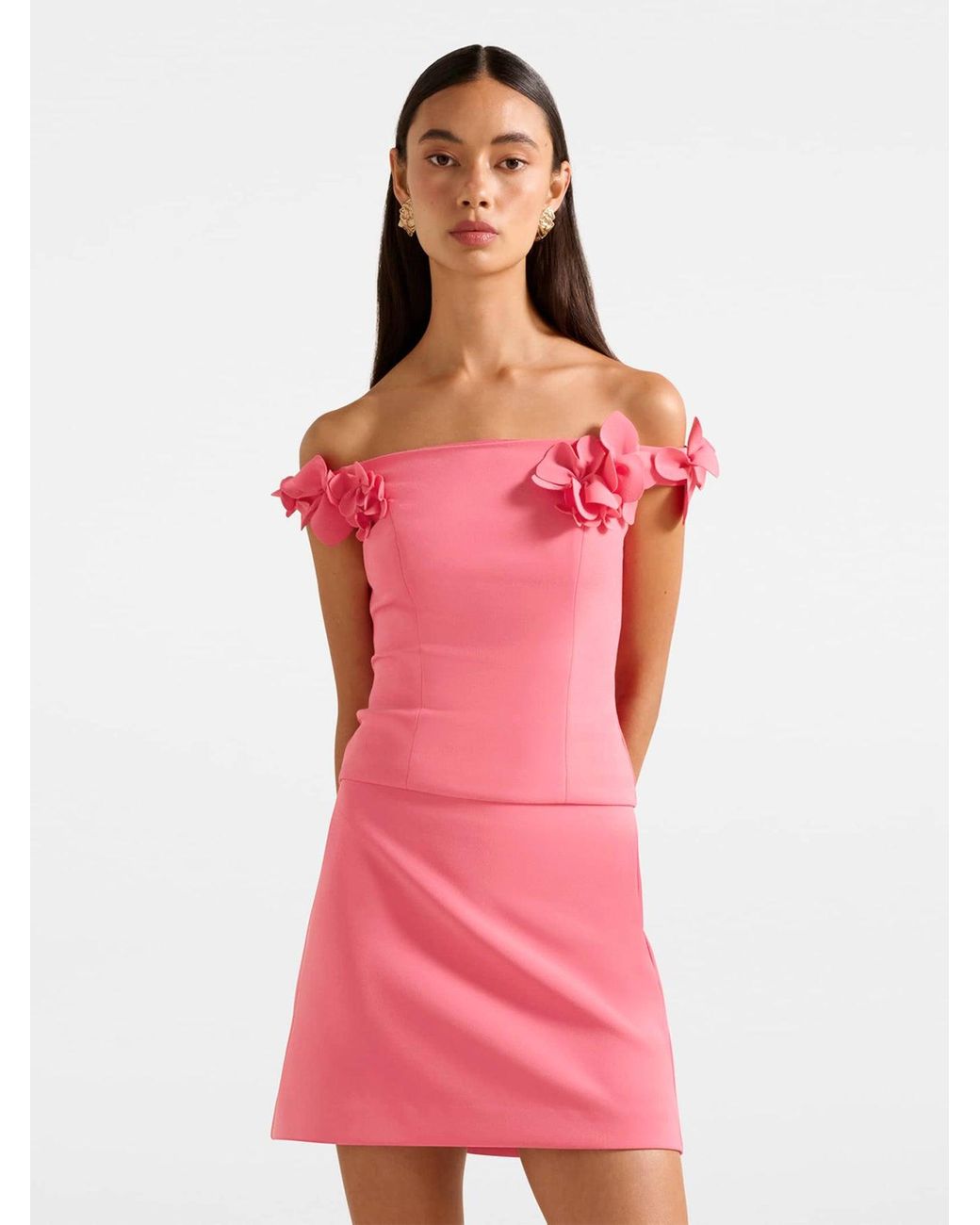 Forever New Pink Faye Applique Bardot Top