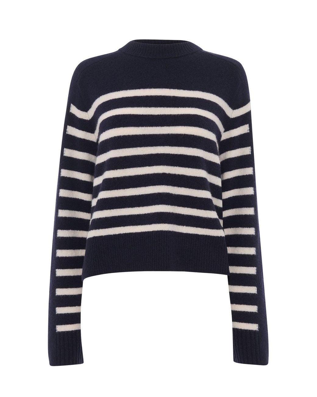 Whistles Blue Contrast Stripe Knit, Wool