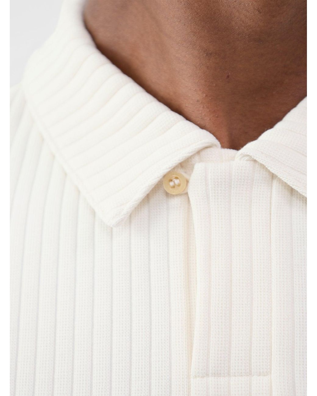 Fred Perry White Drop Needle Jersey Polo Shirt Cream for men