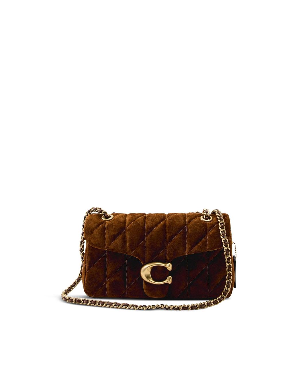 COACH Brown Suede Quilted Tabby Shoulder Bag 26 With Chain