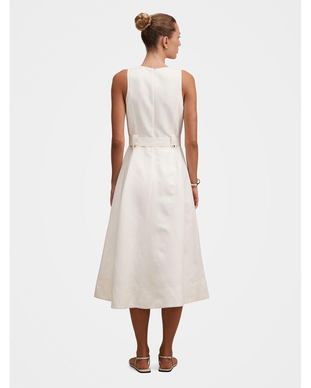 Forever New White Priscilla Button-Down Midi Dress