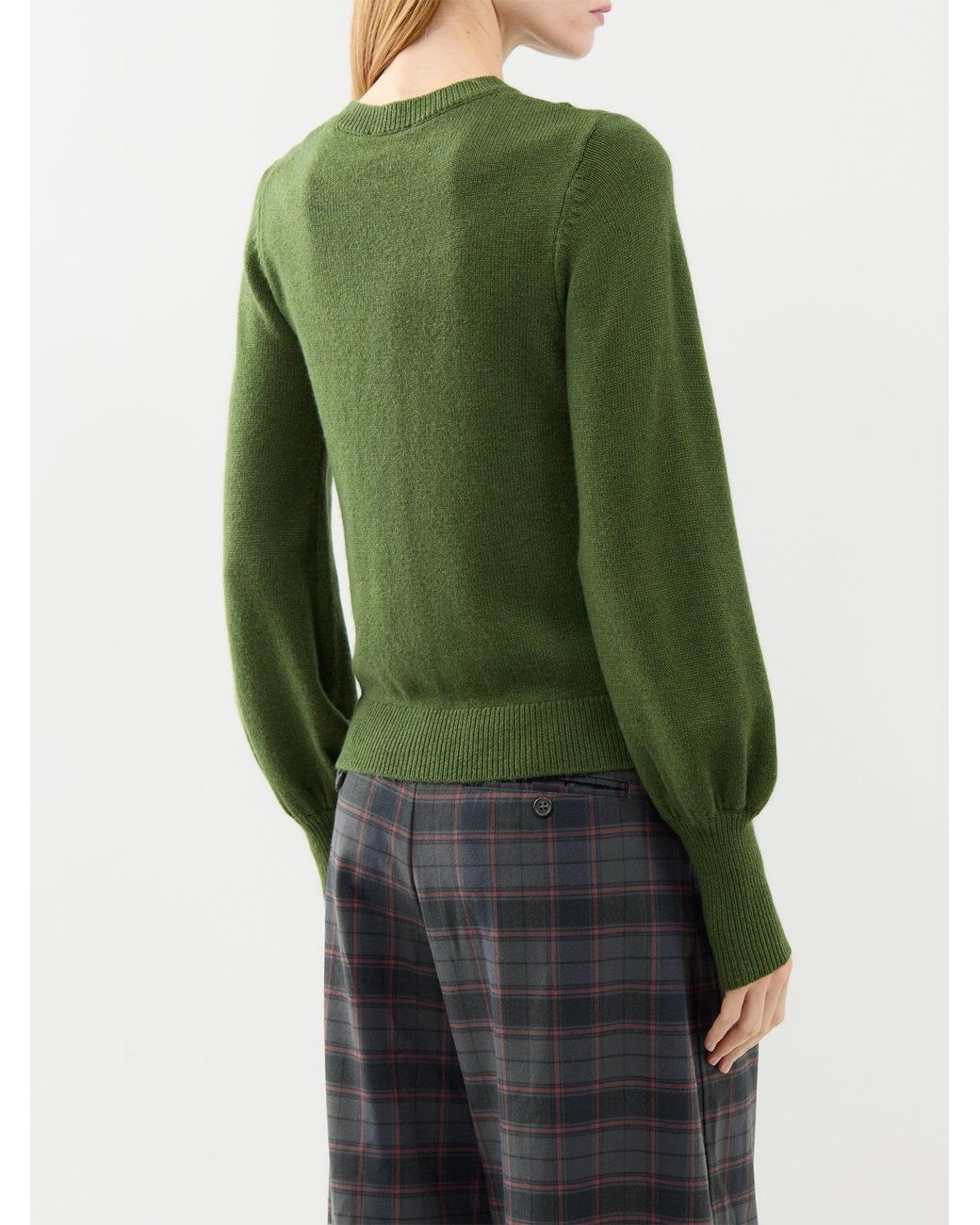 Damson Madder Green Marla Wool & Cashmere Blend Cardigan