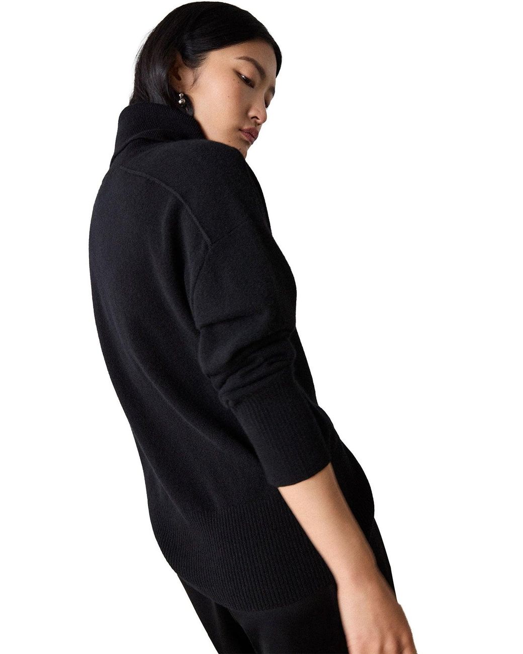 Whistles Blue Roll-Neck Knitted Cashmere Jumper