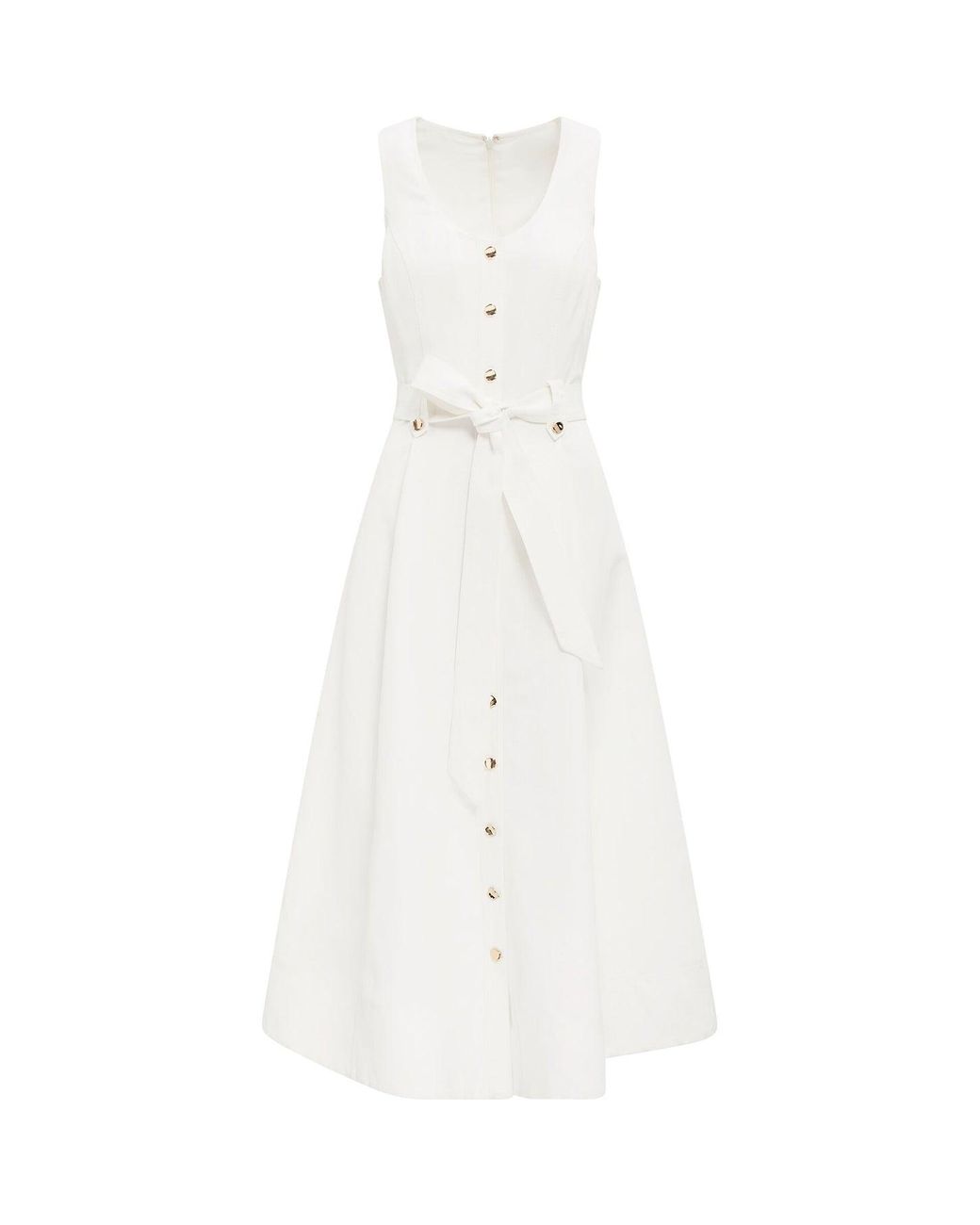 Forever New White Priscilla Button-Down Midi Dress
