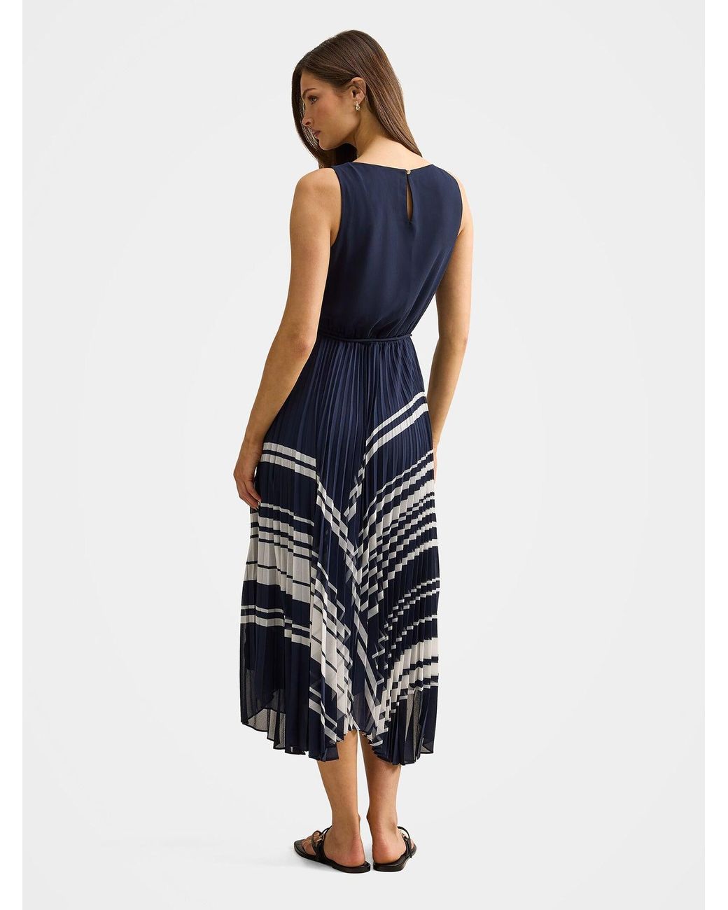 Forever New Blue Addie Pleated Midi Dress
