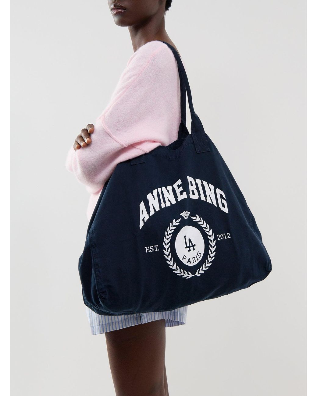 Anine Bing Blue Leo Canvas Tote Bag