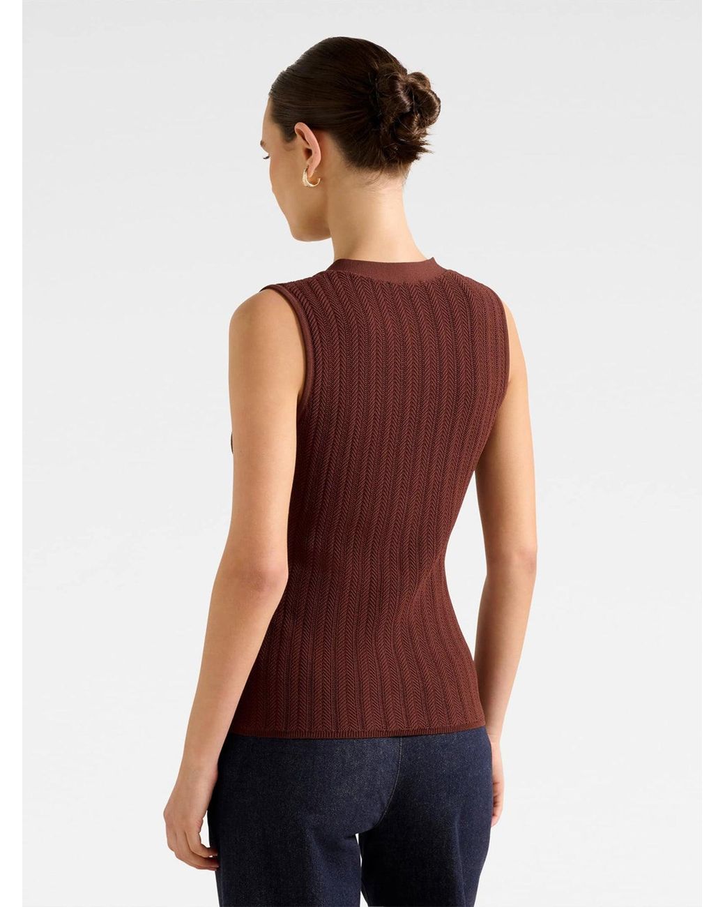 Forever New Brown Ivy Pointelle Waistcoat