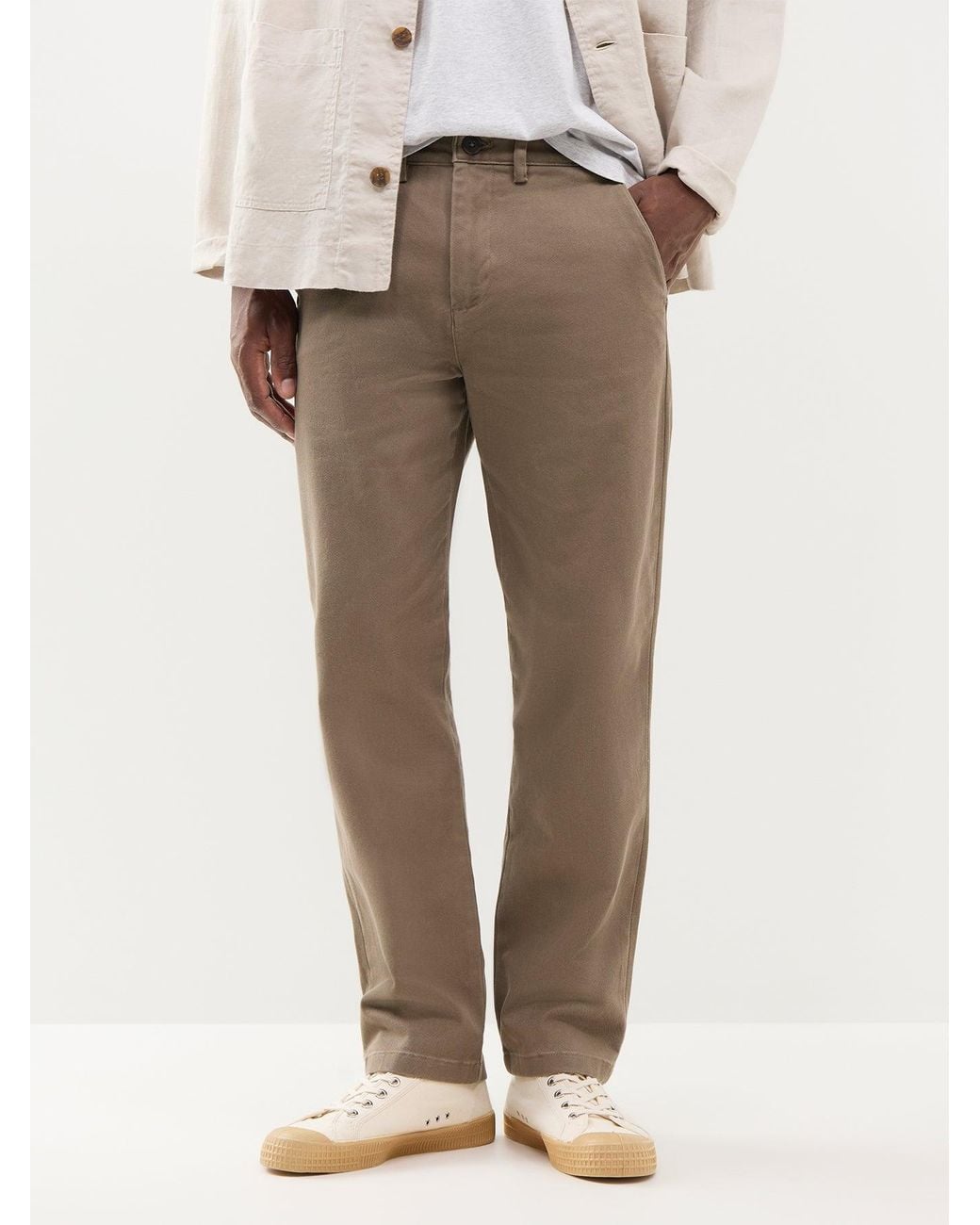 SELECTED Natural Straight Miles Twill Trousers for men