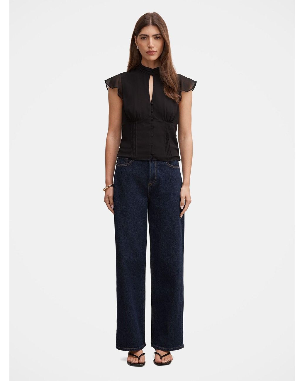 Forever New Black Eden Keyhole Blouse