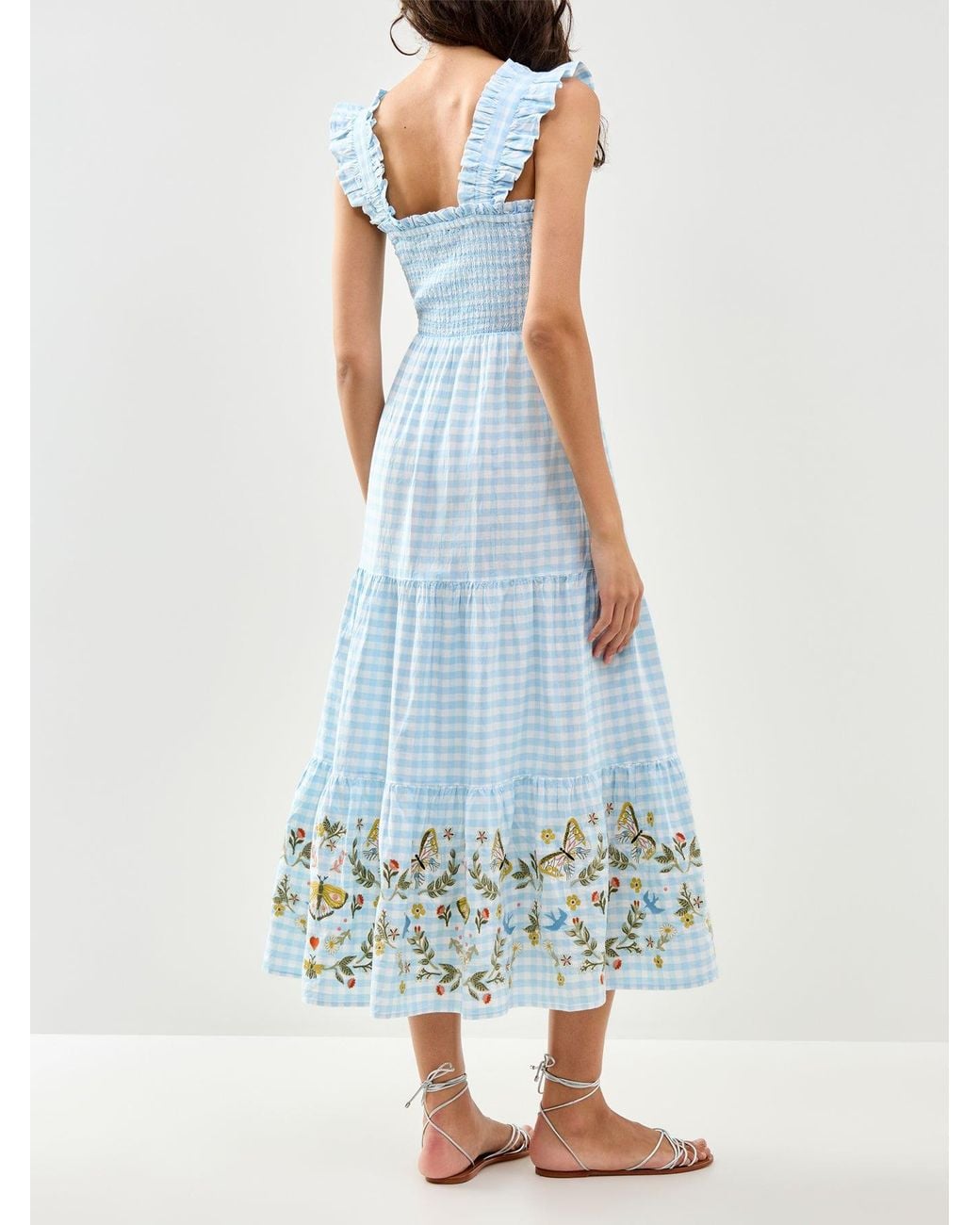 Nobody's Child Blue Elizabeth Scarlett Stacey Gingham Midi Dress