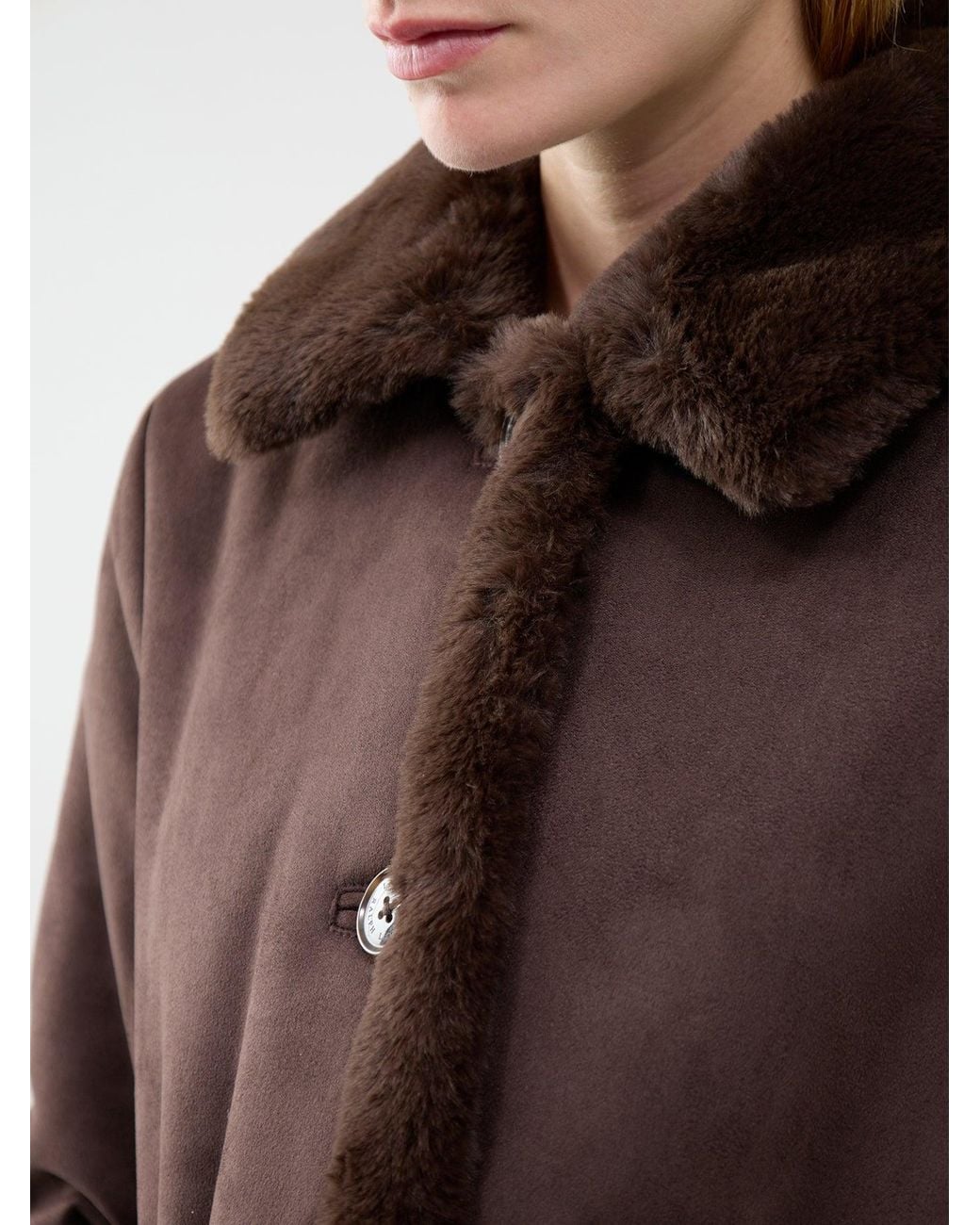 Ralph Lauren Brown Shea Unlined Faux Fur Coat
