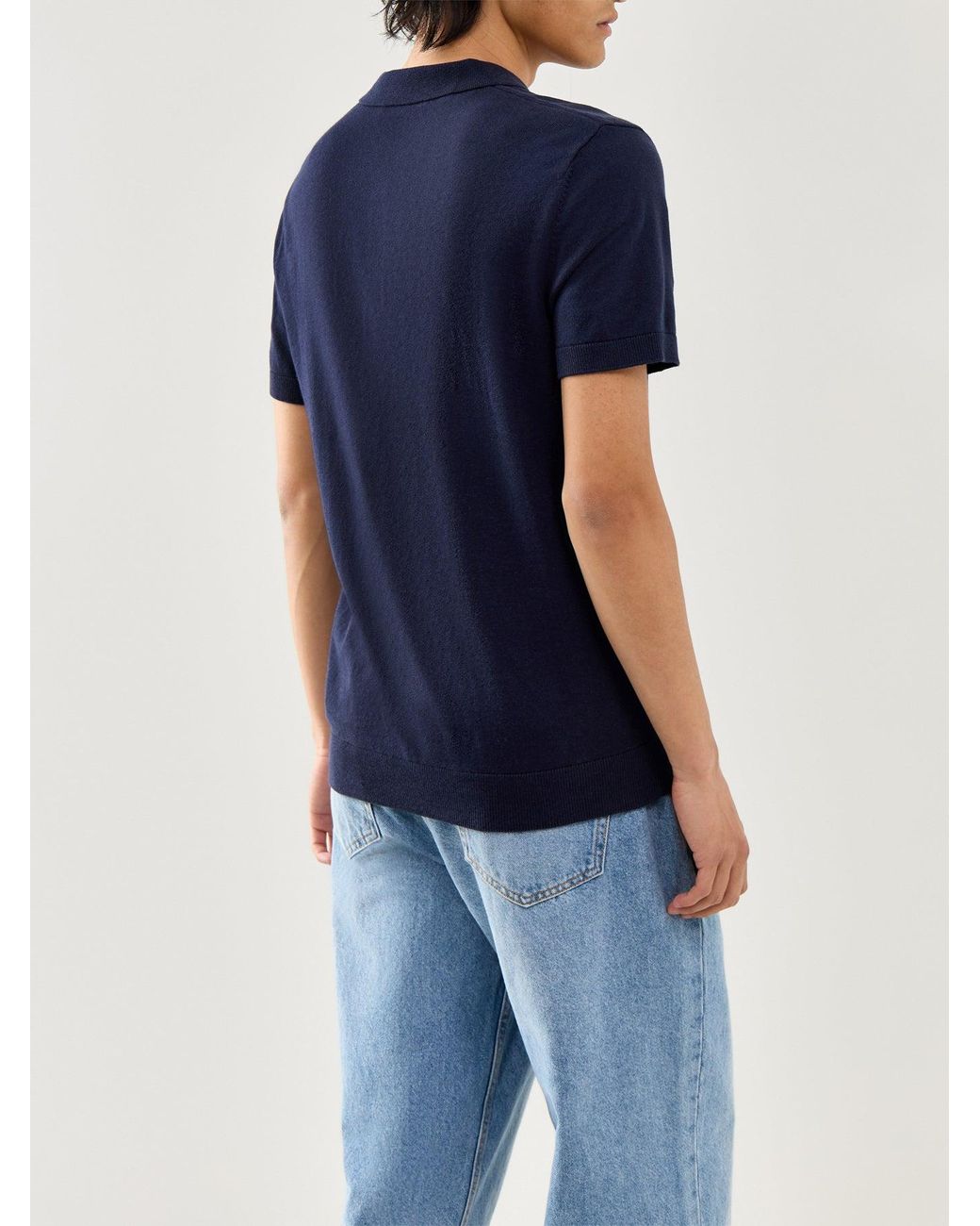 SELECTED Blue Short Sleeves Knitwear Polo for men