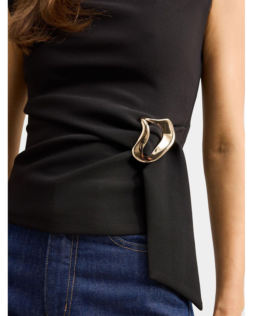 Forever New Black Serena Hardware Detail Blouse