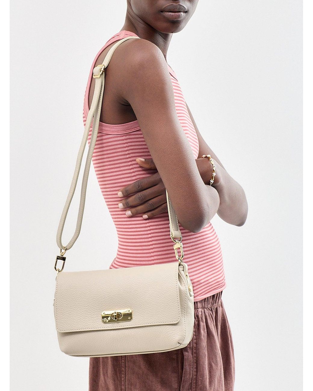 Apatchy London White Maisie Midi Shoulder Bag
