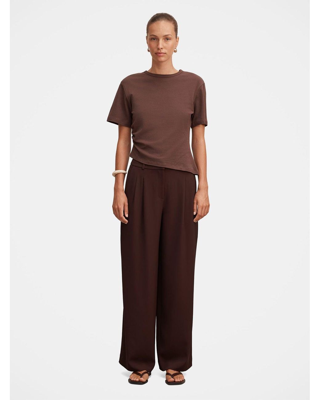 Forever New Brown Dani Straight Leg Tailored Trousers