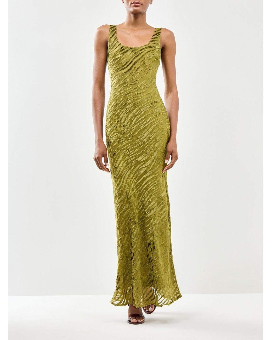 Pretty Lavish Green Kendall Scoop Devoré Maxi Dress