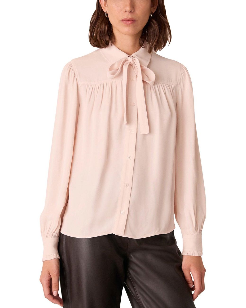Whistles Pink Tie Detail Crepe Blouse
