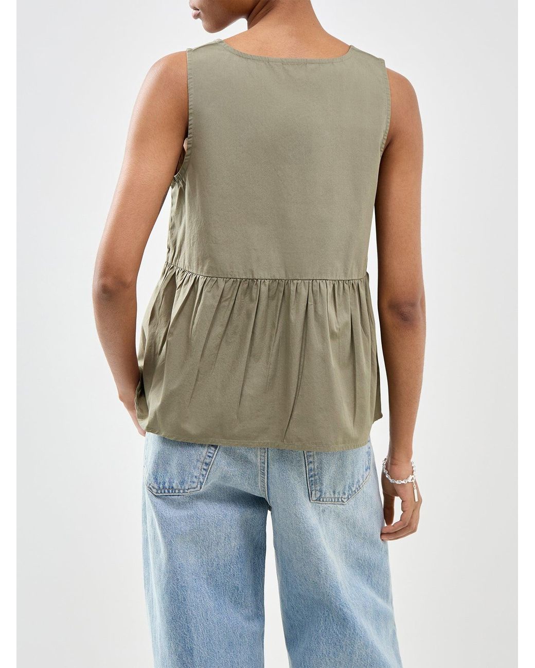 SELECTED Green Blair Sleeveless Peplum Top