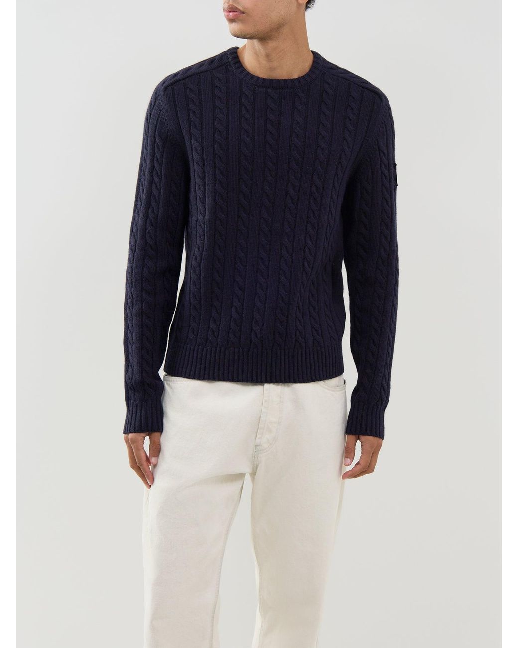 Belstaff Blue Westport Cable Knit Jumper for men