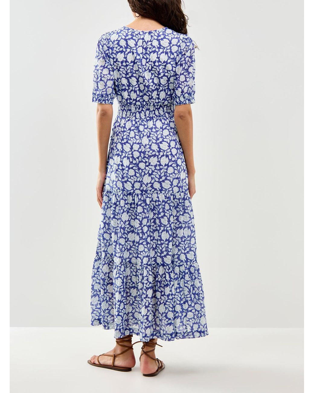 Aspiga Blue Billie Block Print Dress Hibiscus Print