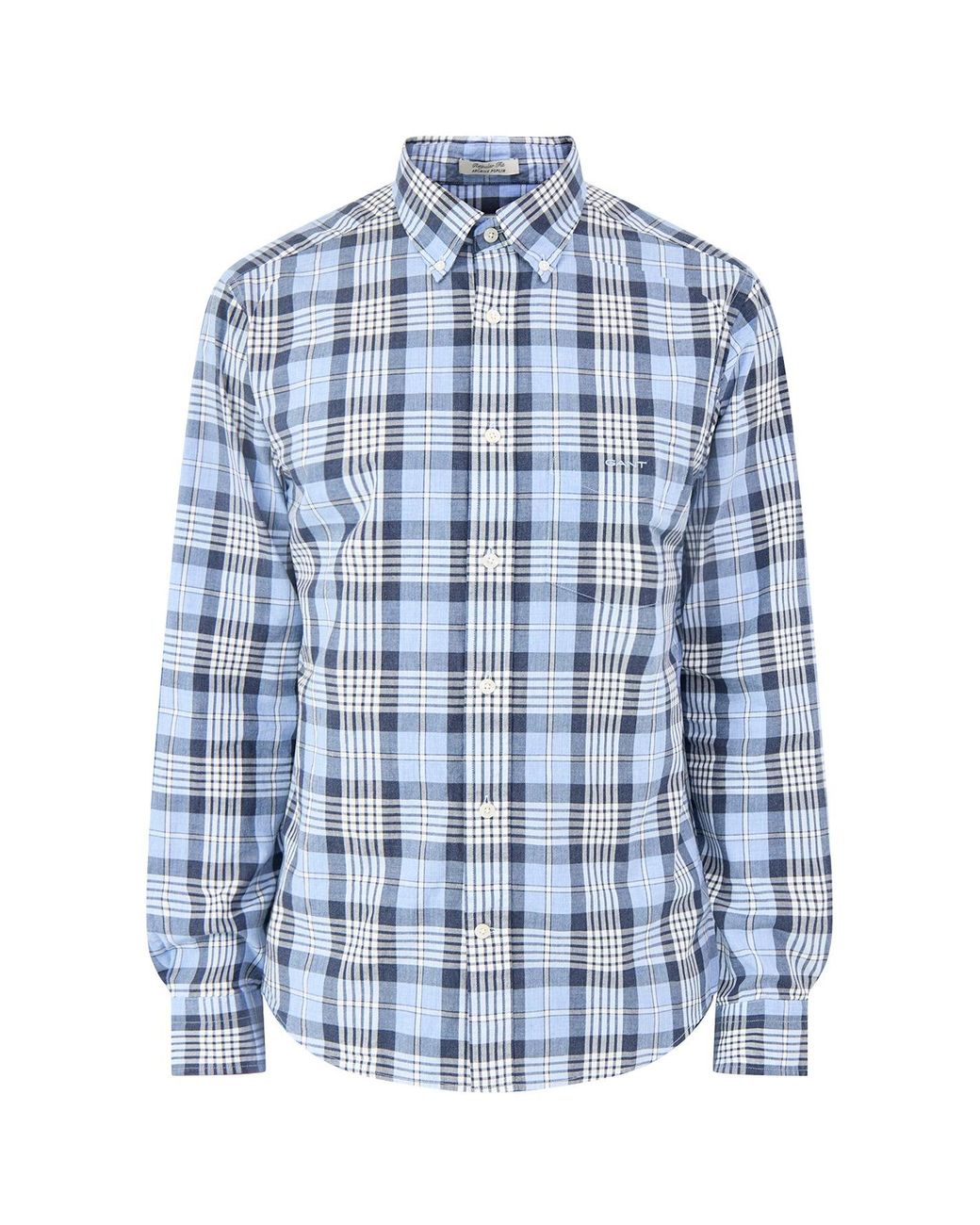 Gant Blue Poplin Melange Check Shirt for men