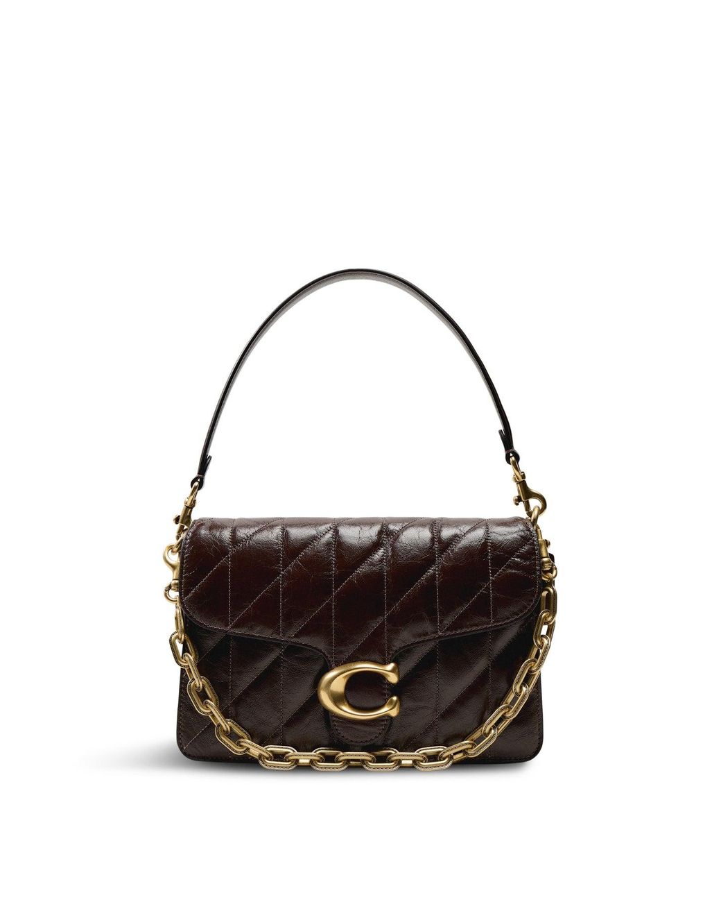 COACH Black Quilted Glazed Chain Tabby Shoulder Bag Maple