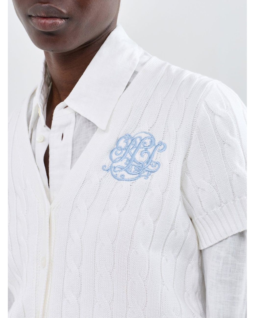 Ralph Lauren White Cable Knit Cardigan
