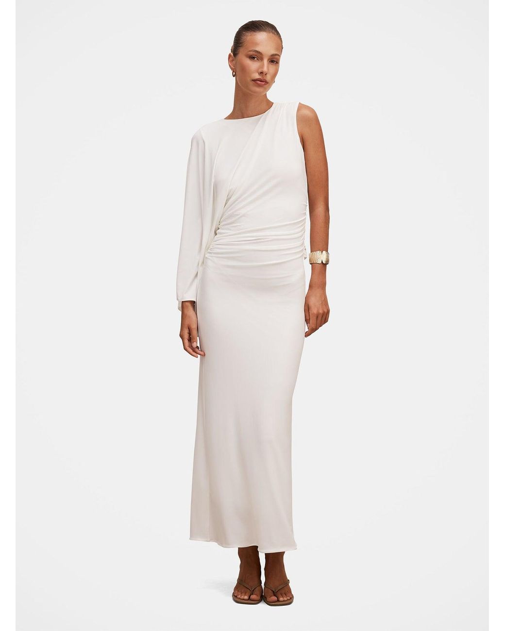 Forever New White Fleur Cape Shoulder Maxi Dress