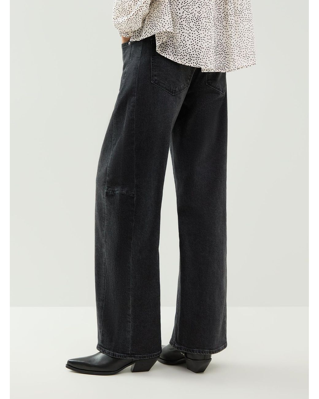 PAIGE Black Arellia Skimmer Blend Barrel Jeans