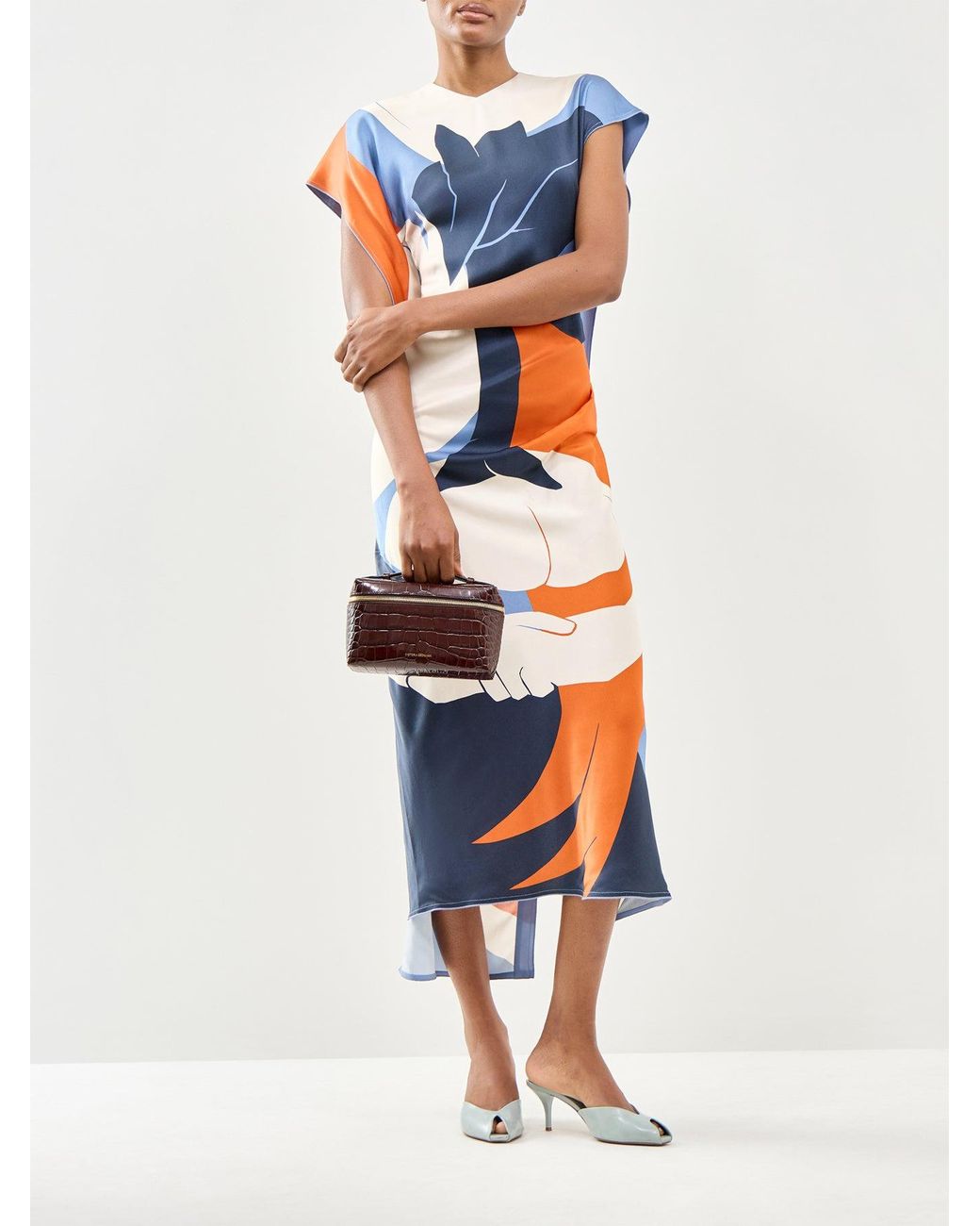 Victoria Beckham Blue Victoria Midi Dress Multi