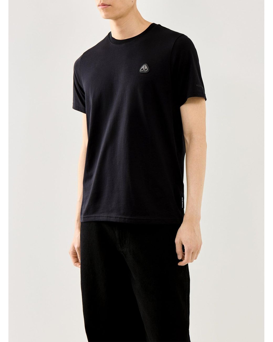 Moose Knuckles Black Crescent Short Sleeves Tee for men