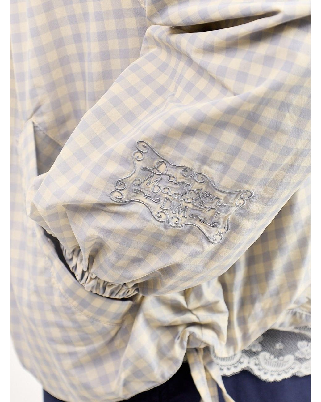 Damson Madder White Lailah Lightweight Gingham Bomber Jacket