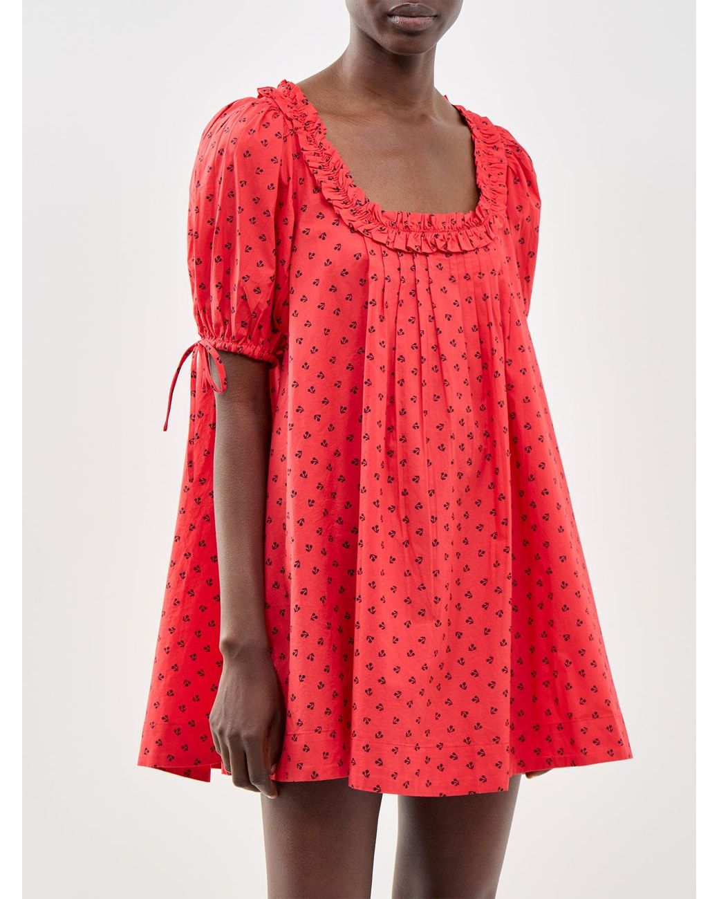 Damson Madder Red Jemima Cherry Print Mini Dress