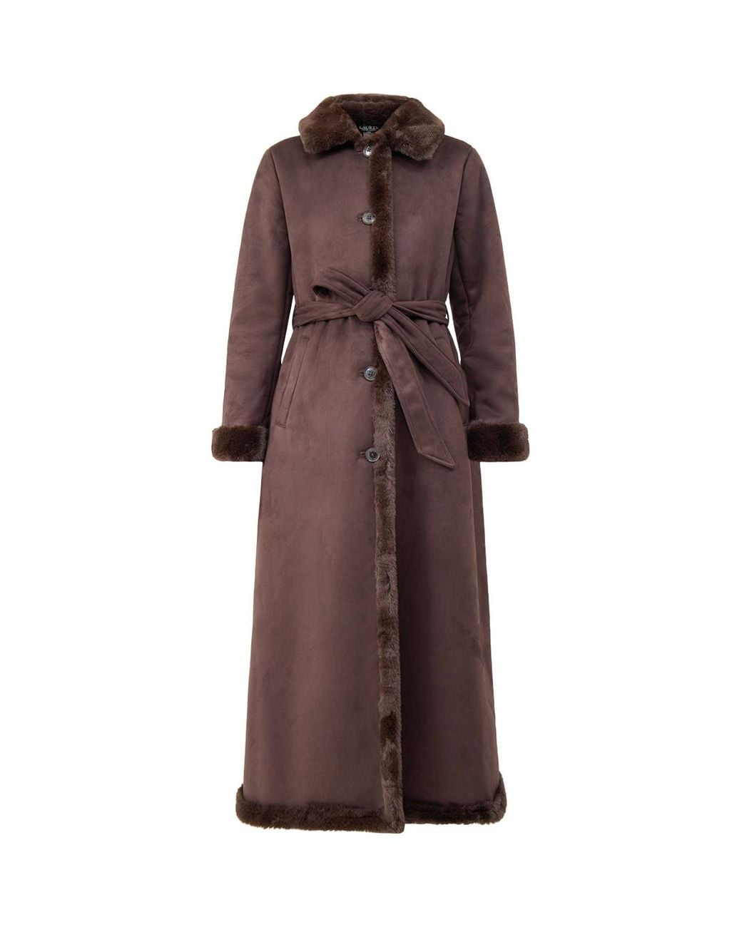 Ralph Lauren Brown Shea Unlined Faux Fur Coat
