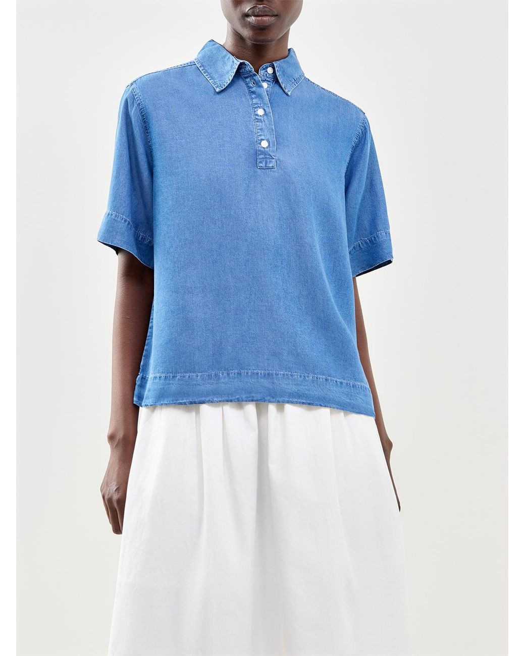 SELECTED Blue Janna Oversized 2/4 Polo Shirt