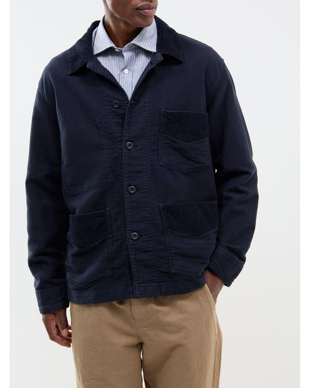 Hartford Blue Bush Moleskin Jacket for men