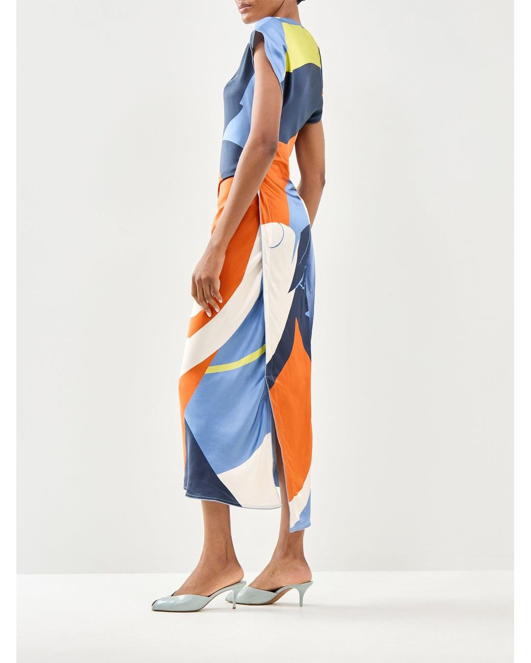 Victoria Beckham Blue Victoria Midi Dress Multi