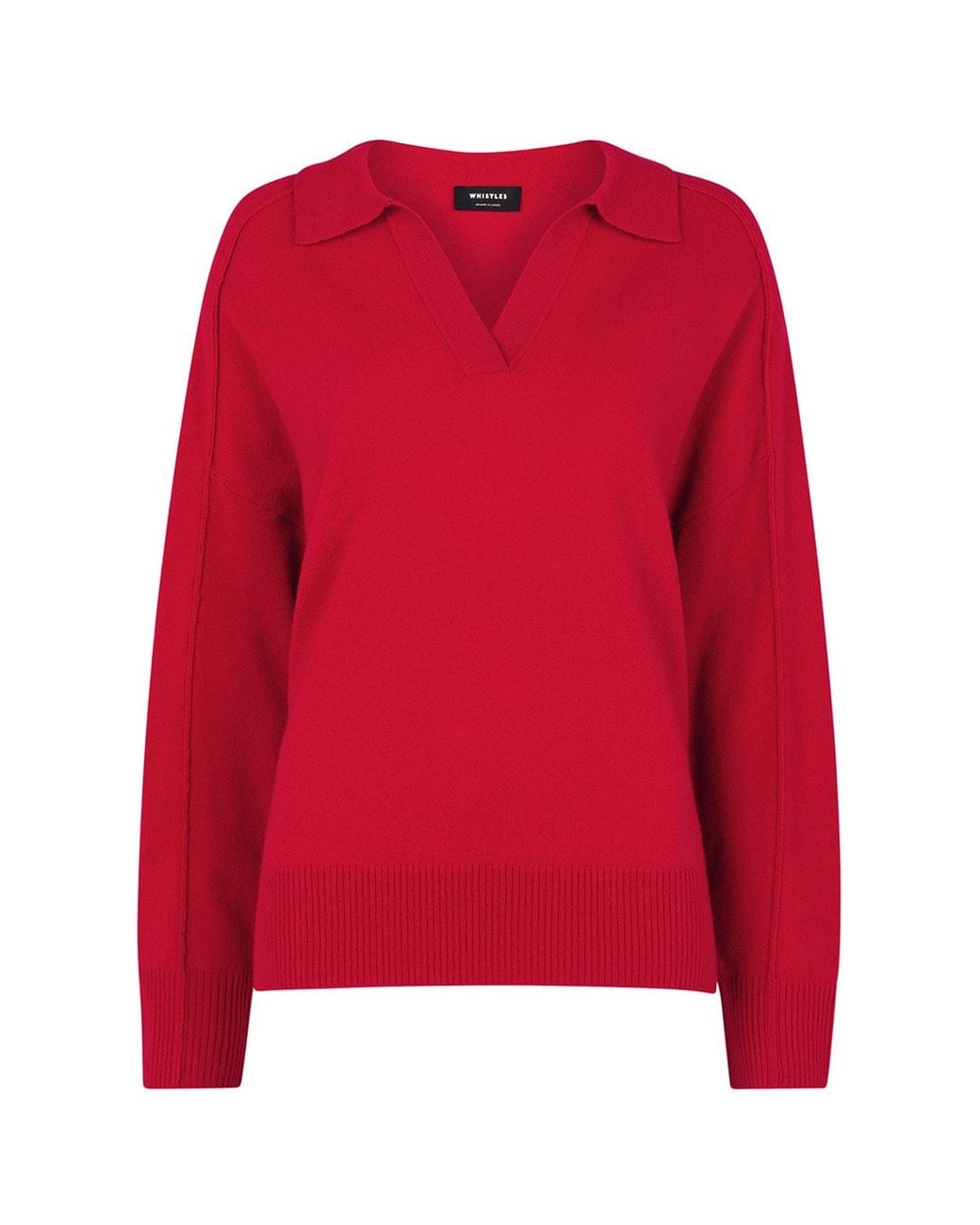 Whistles Red Collar Neck Knit Cream