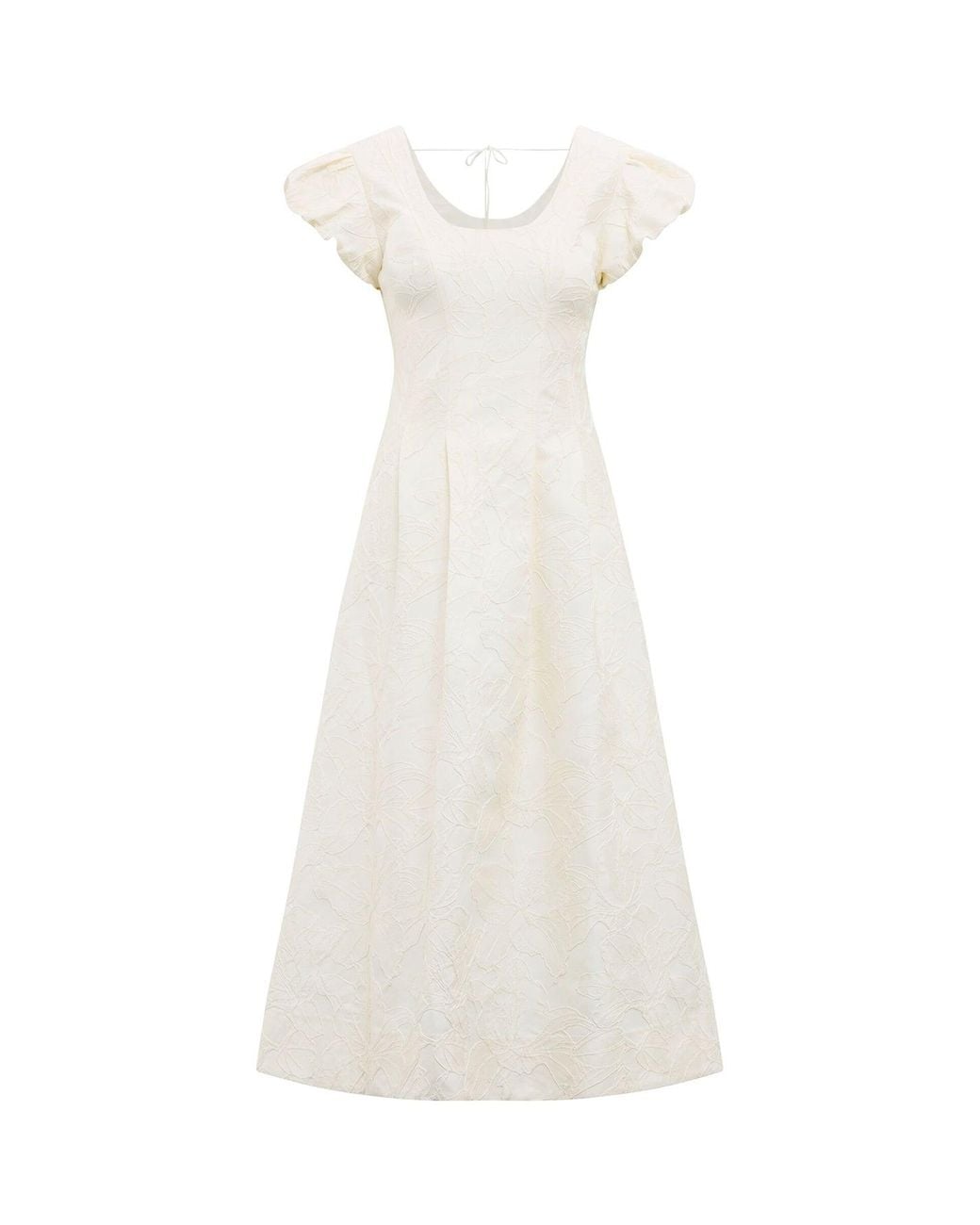 Forever New White Lily Jacquard Midi Dress