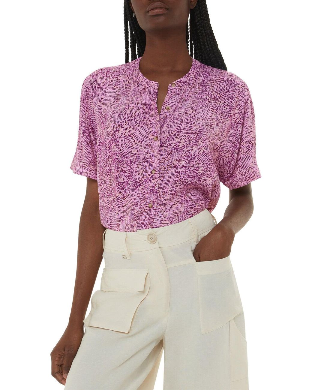 Whistles Pink Women's Diagonal Snake Maisie Top
