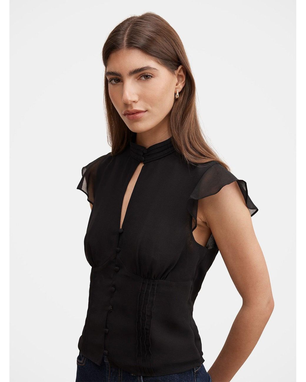 Forever New Black Eden Keyhole Blouse