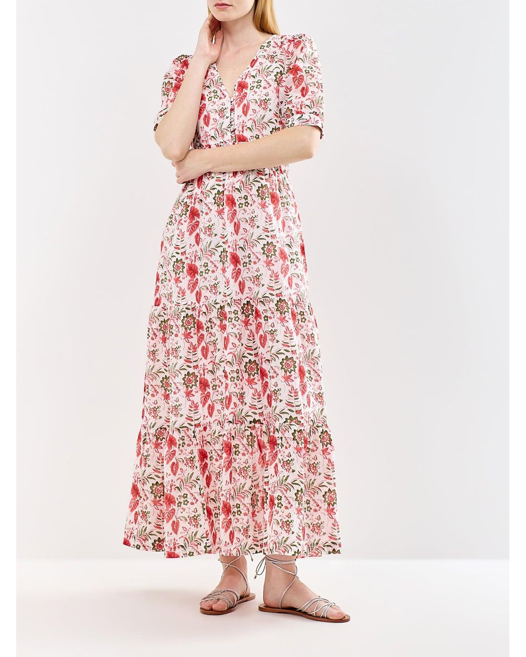 Aspiga White Billie Floral Midi Dress Multi