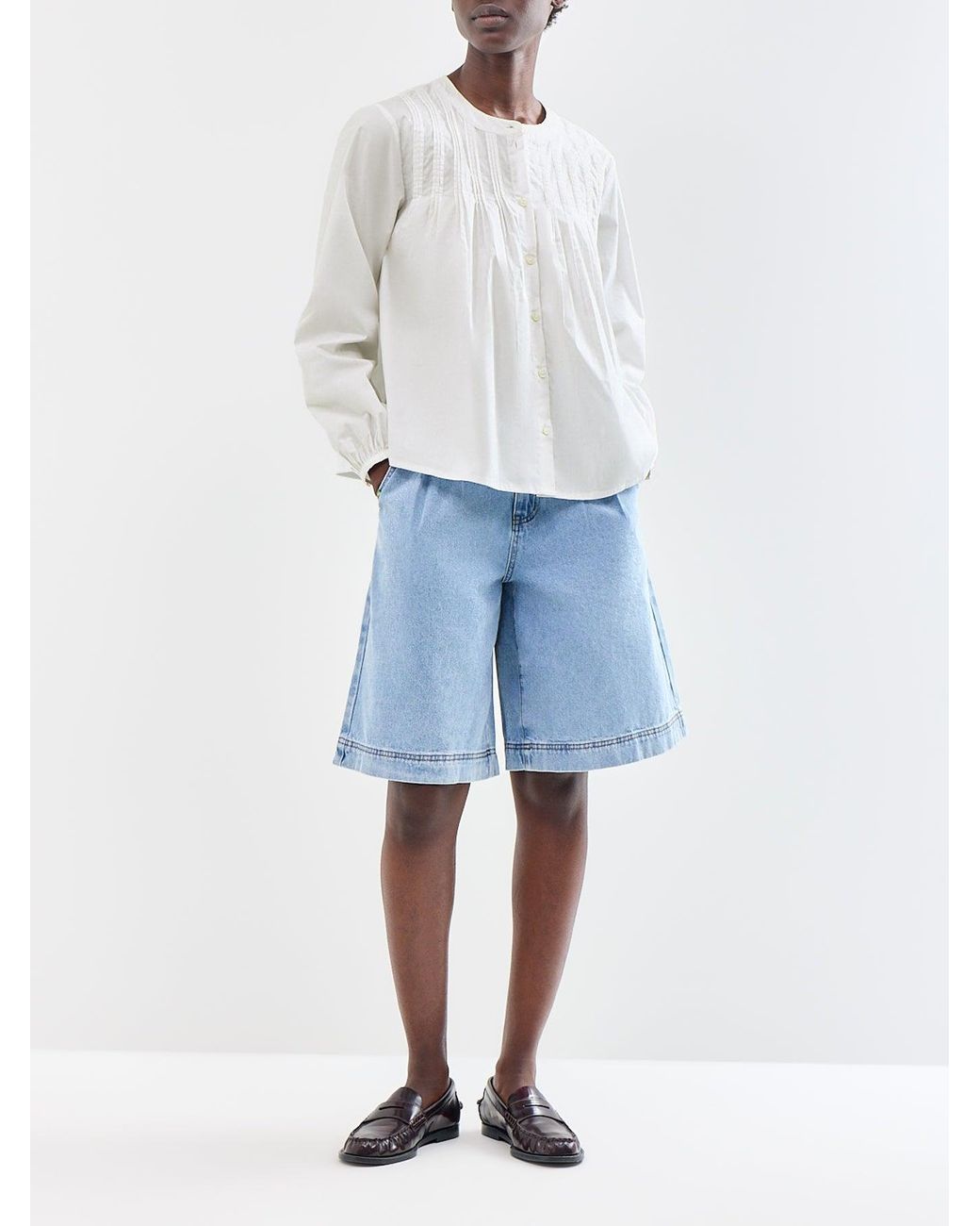 SELECTED White Delia Pintuck Long Sleeve Shirt