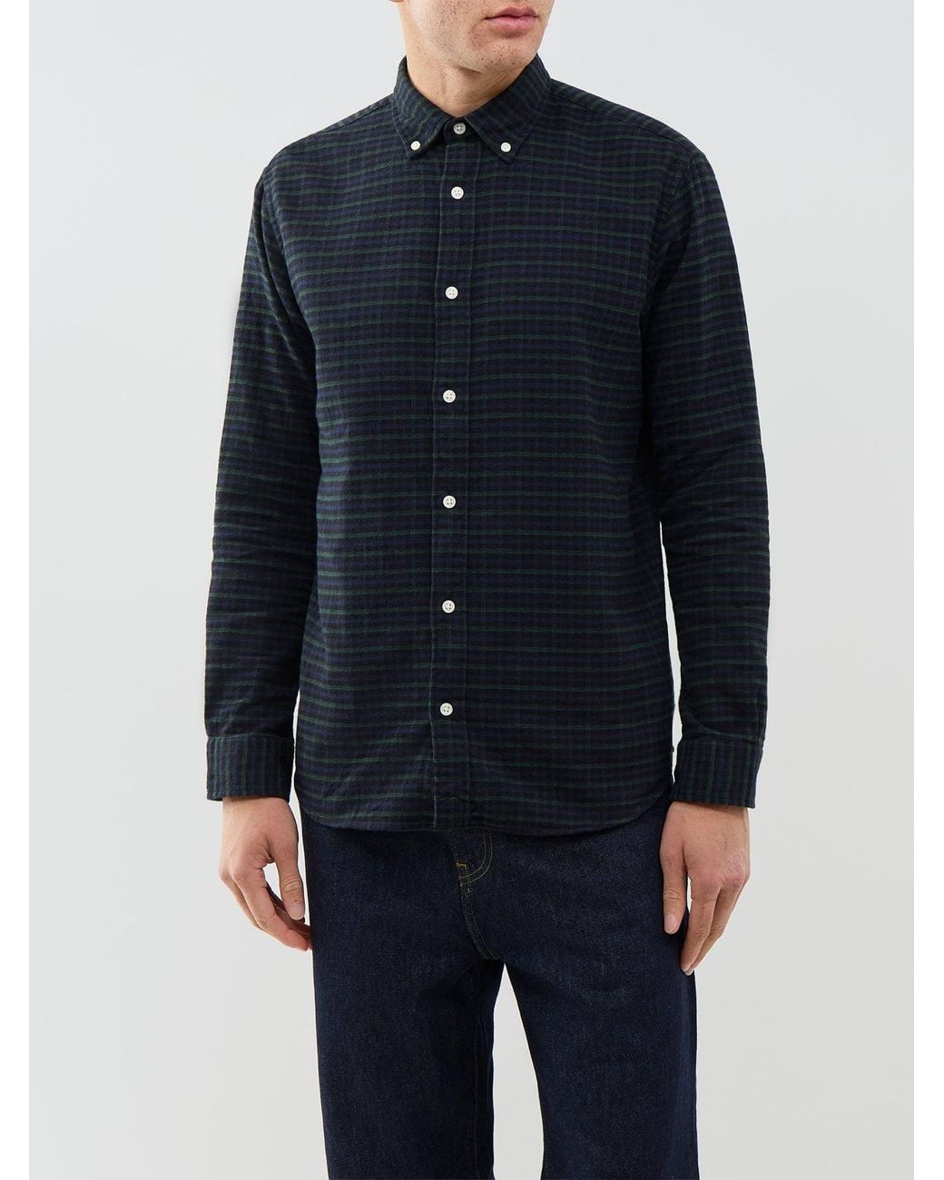 Jack & Jones Blue Blustanley 100% Flannel Long Sleeve Shirt for men