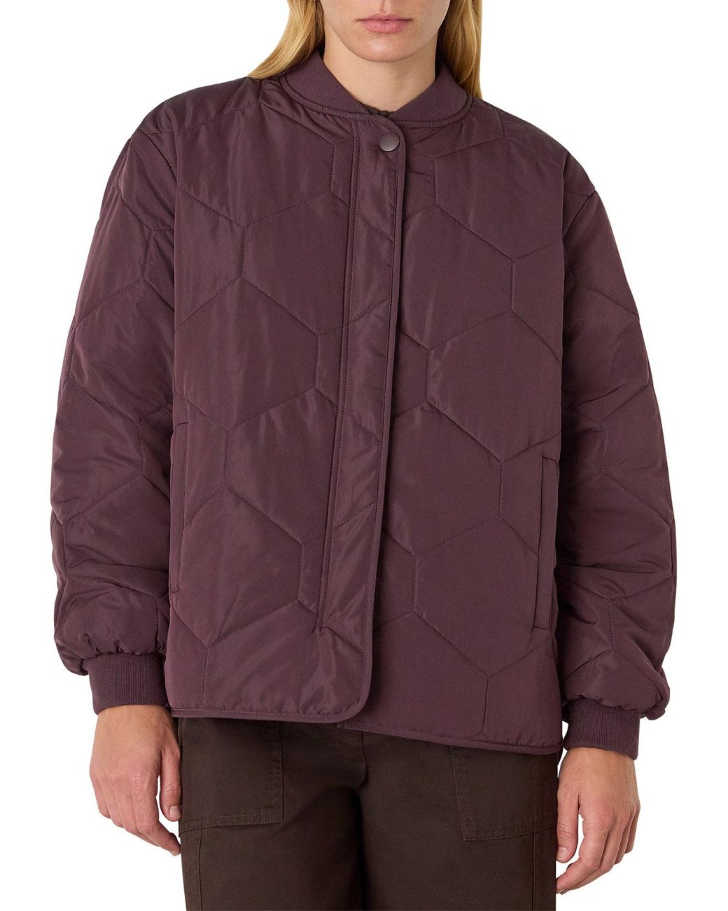 Whistles Purple Ida Short Quilted Coat