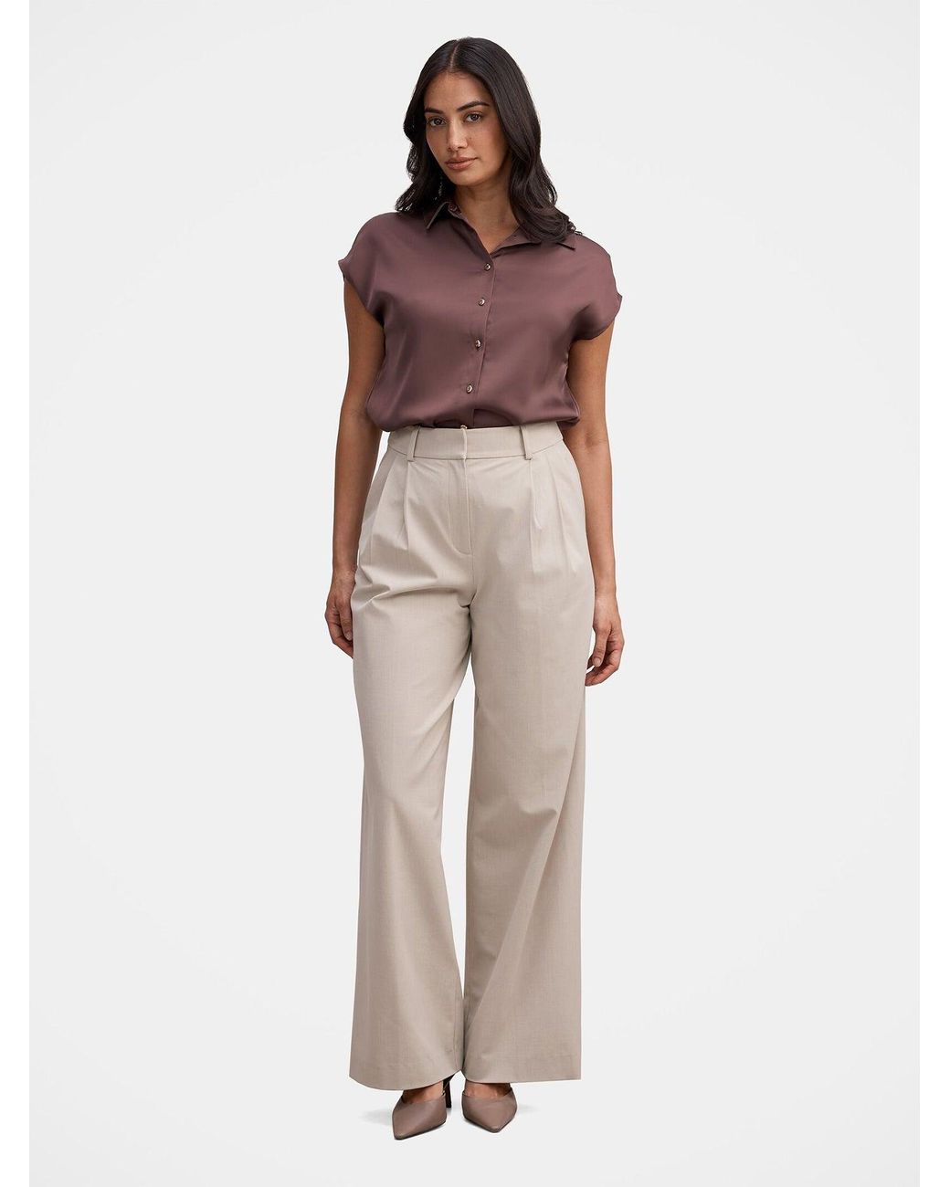 Forever New Brown Nelly Grown-On Sleeve Shirt