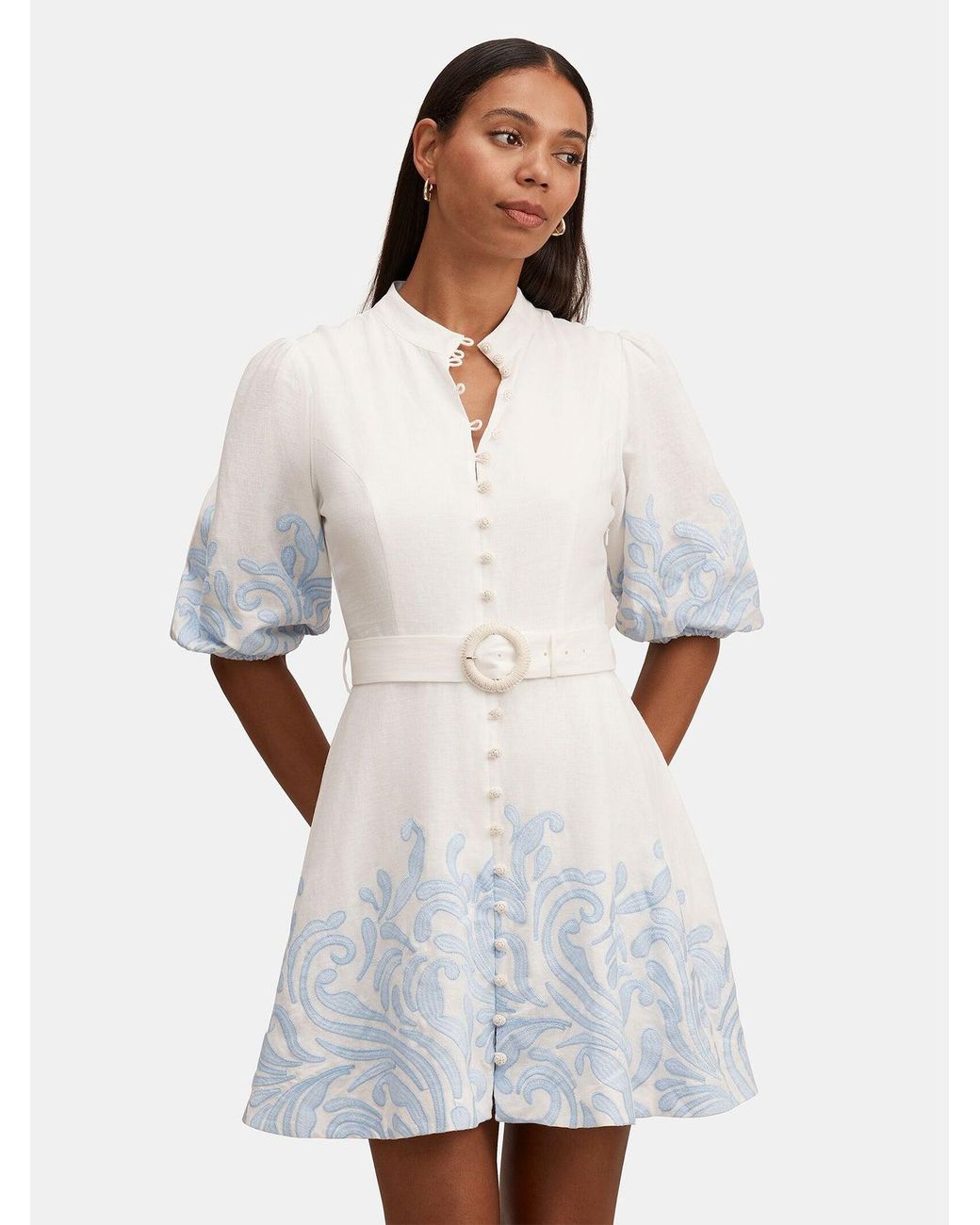 Forever New White Eva Embroidered Mini Dress