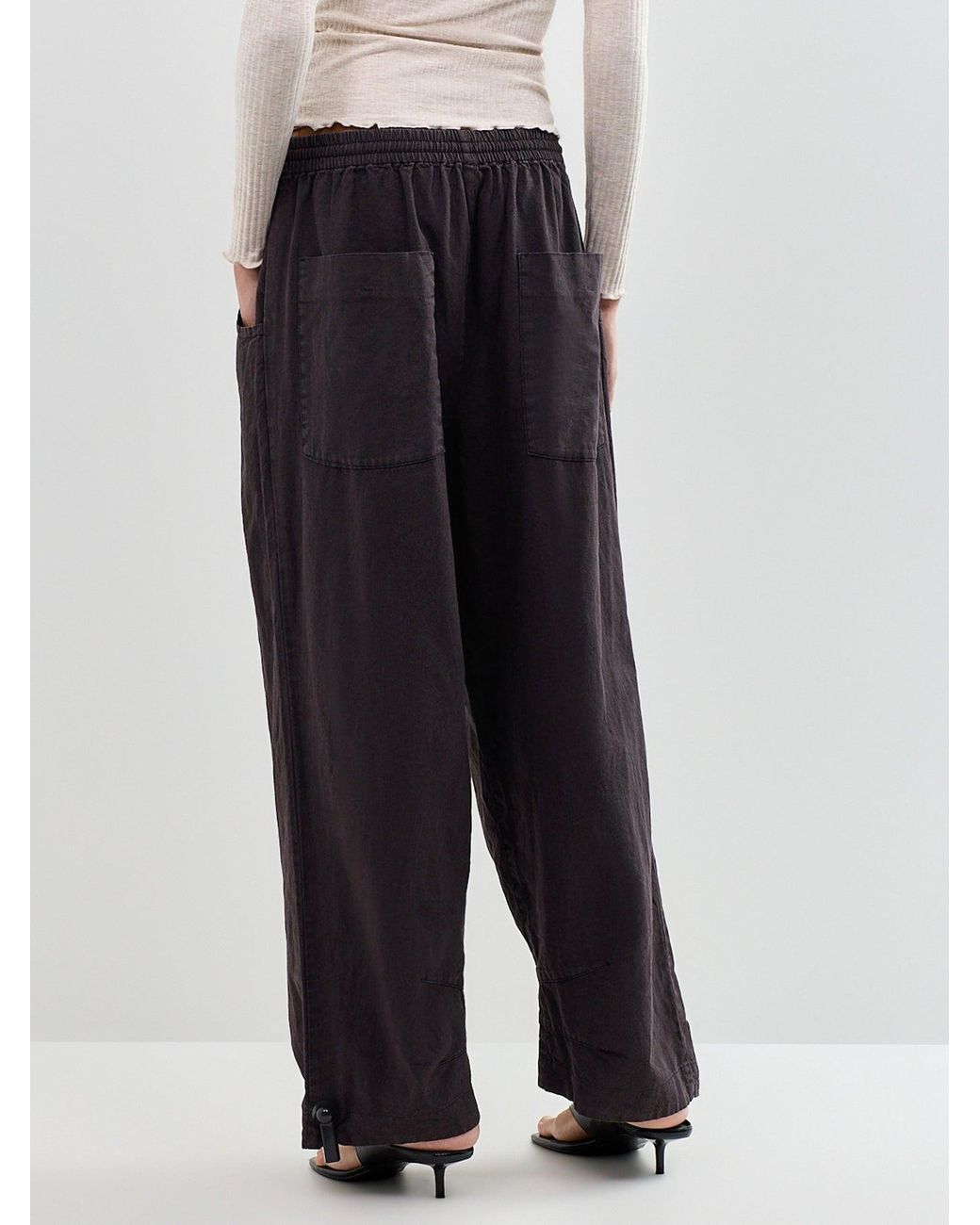 Free People Black Chambers Laid Back Pull On Pant
